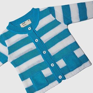 Tricot Bebê Listrado Azul