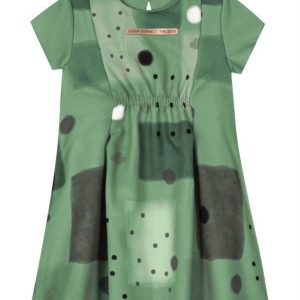 Vestido Alfaiataria Manga Curta Infantil Verde