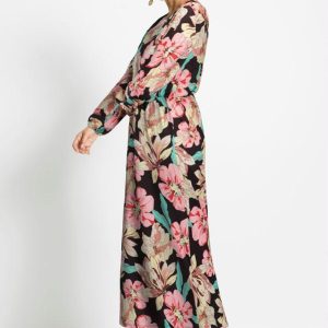 Vestido Alongado com Gota Floral Dark