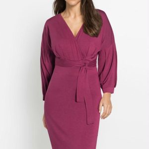 Vestido Bordô em Malha de Viscose