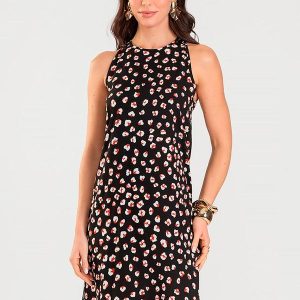 Vestido Curto Feminino Estampado Preto