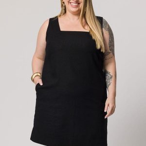 Vestido Curto com Alça Larga Preto