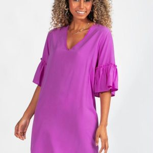 Vestido Curto de Viscose Roxo