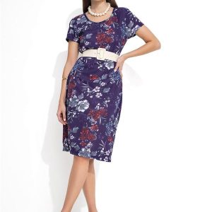 Vestido Decote Redondo Flores