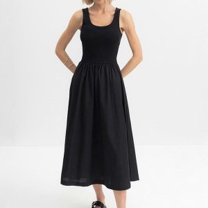 Vestido Feminino Midi em Ribana Preto