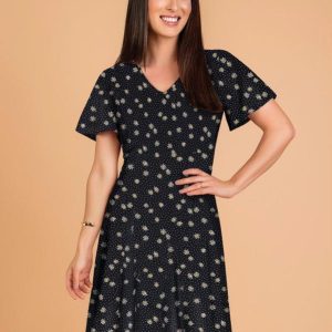Vestido Floral Preto Evasê