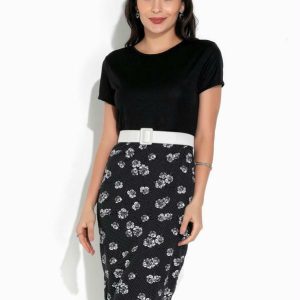 Vestido Floral Preto com Manga