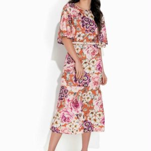 Vestido Floral com Manga