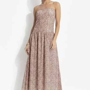 Vestido Folhagem Marrom em Tule