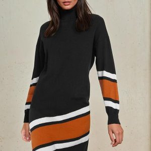 Vestido Gola Alta Preto
