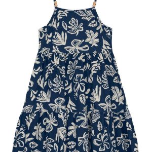 Vestido Infantil Menina Florido Azul