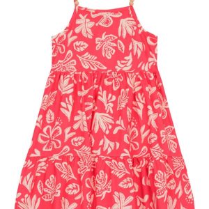 Vestido Infantil Menina Florido Vermelho