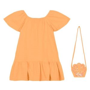 Vestido Infantil Menina com Bolsa Laranja