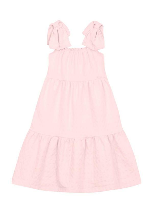 Vestido Infantil Menina com Laço Rosa