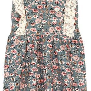 Vestido Infantil com Flores Azul
