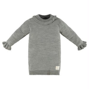 Vestido Infantil em Tricot Cinza