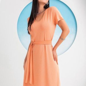 Vestido Laranja em Malha Metalizada