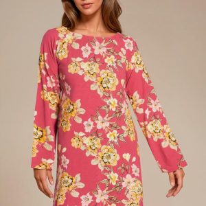 Vestido Manga Ampla Floral Vermelho