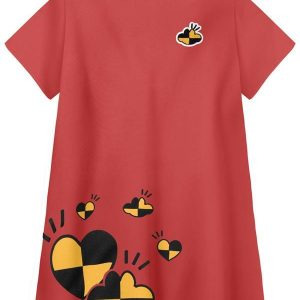 Vestido Manga Curta Menina Infantil Laranja