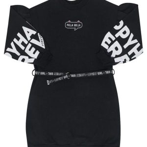 Vestido Manga Longa Menina Preto