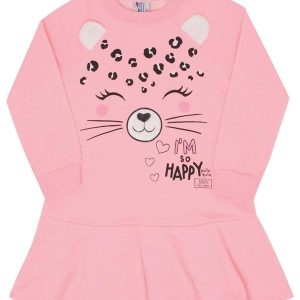 Vestido Manga Longa Menina Rosa