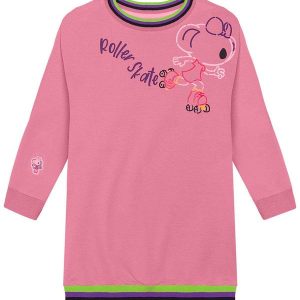 Vestido Manga Longa Moletom Menina Infantil Ros