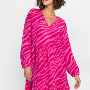 Vestido Manga Longa Zebra Rosa Pink
