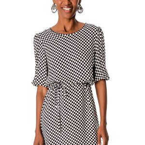 Vestido Mangas 3/4 Viscose Creponada Preto
