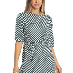 Vestido Mangas 3/4 Viscose Creponada Verde