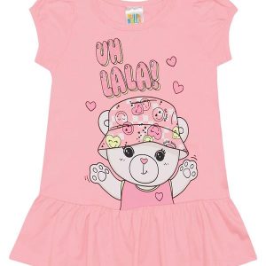 Vestido Meia Malha Menina Rosa