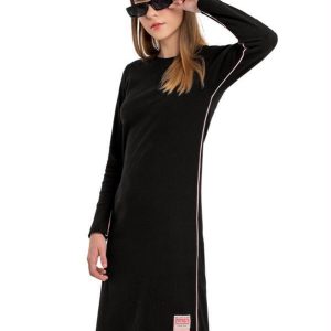 Vestido Midi Juvenil em Ribana Preto