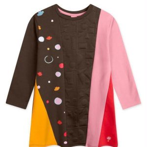 Vestido Moletom Manga Longa Infantil Marrom