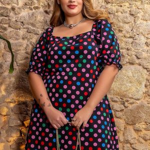 Vestido Poá Colorido em Malha