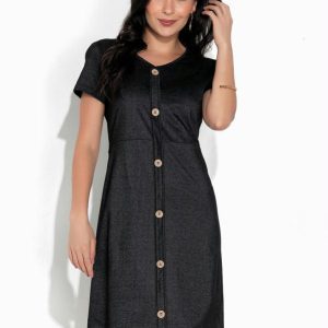 Vestido Preto com Botão