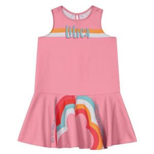 Vestido Regata Tecido Crepe Infantil Rosa