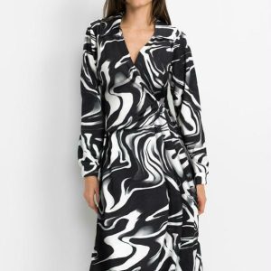 Vestido Transpassado New Waves Preto