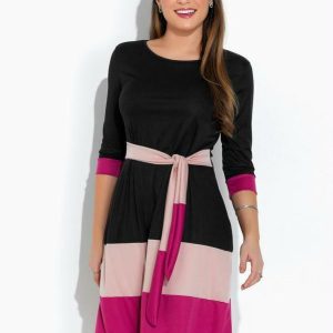 Vestido Tricolor com Recortes