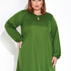 Vestido Verde com Mangas Bufantes Plus Size