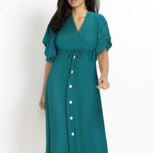 Vestido Verde em Viscose Plana