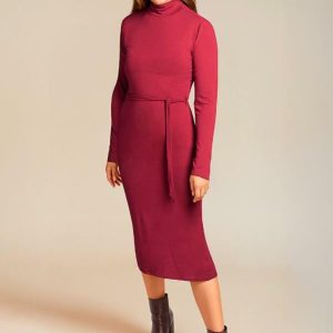 Vestido Vermelho em Malha de Viscose