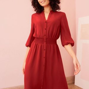 Vestido Vermelho em Viscose Plana