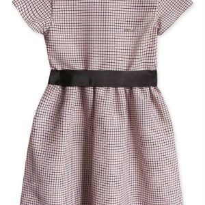 Vestido Xadrez Manga Curta Infantil Rosa