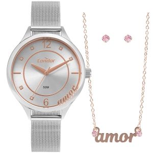 kit Relógio Condor Feminino com Colar e Brincos CO2035NDF/K4K