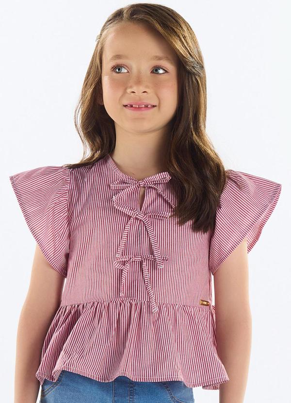 Bata Listrada Menina Vermelho