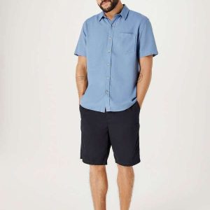 Bermuda Basica Masculina Reta em Sarja Preto