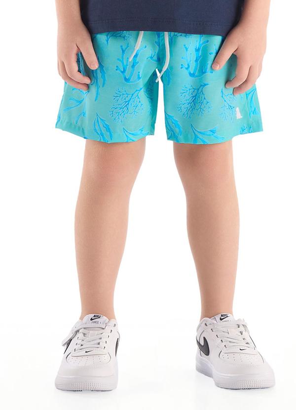 Bermuda Infantil Microfibra Tropical Azul