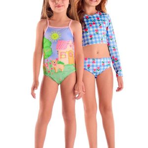 Biquíni Manga Longa Infantil Uv Dry Azul