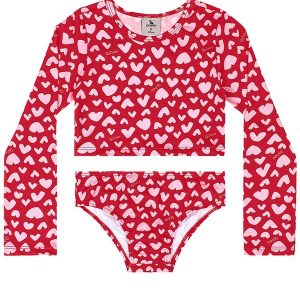 Biquíni Manga Longa Infantil Vermelho