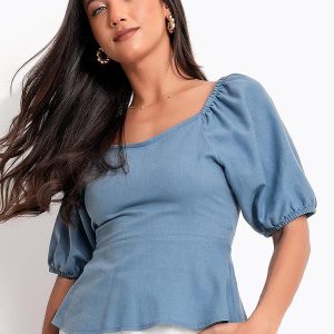 Blusa Azul em Linho