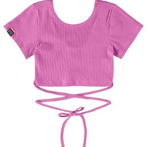 Blusa Básica Cropped em Ribana Roxo